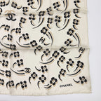 Chanel Camellia CC Logo Silk Scarf White Black Vintage — view 5
