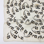 Chanel Camellia CC Logo Silk Scarf White Black Vintage — view 4