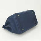 Hermes Birkin 35 Tote Taurillon Clemence Blue Silver — view 6