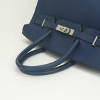 Hermes Birkin 35 Tote Taurillon Clemence Blue Silver — view 4