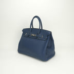 Hermes Birkin 35 Tote Taurillon Clemence Blue Silver — view 2