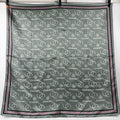 Chanel CC Logo All Over Print Silk Scarf Gray Pink Black Vintage