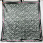 Chanel CC Logo All Over Print Silk Scarf Gray Pink Black Vintage