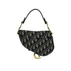Dior Oblique Saddle Bag Canvas Leather 2-Way Navy — view 3