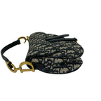 Dior Oblique Saddle Bag Canvas Leather 2-Way Navy — view 5