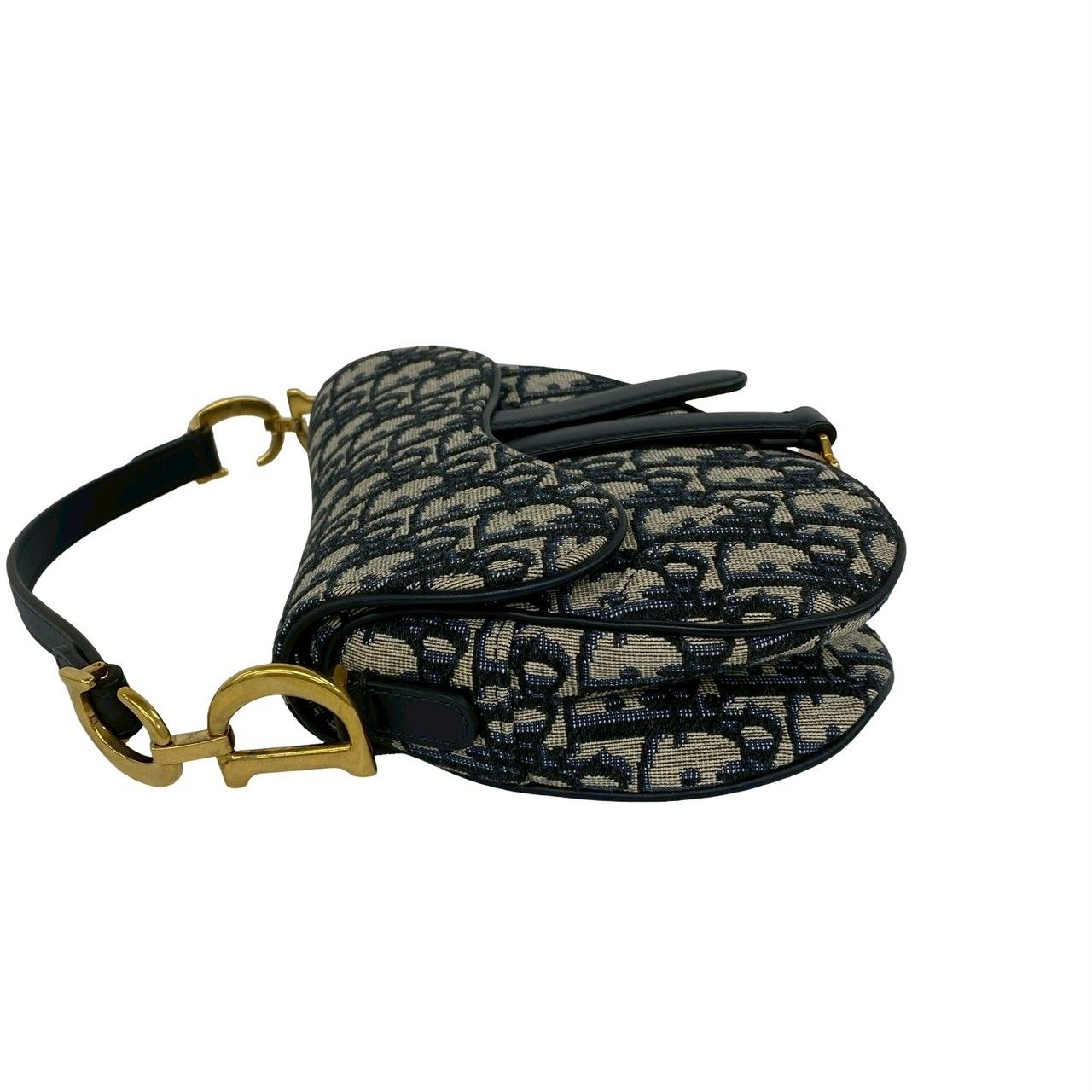 Dior Oblique Saddle Bag Canvas Leather 2-Way Navy — view 5