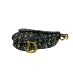Dior Oblique Saddle Bag Canvas Leather 2-Way Navy — view 8