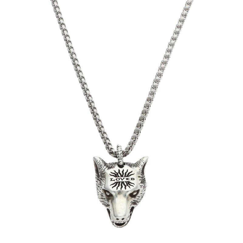Gucci Anger Forest Wolf Necklace Silver