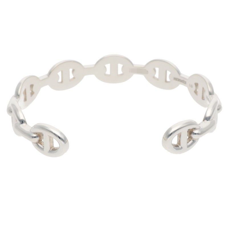 Hermes Chaine D'ancre Enchainee Silver Bangle Bracelet — view 2