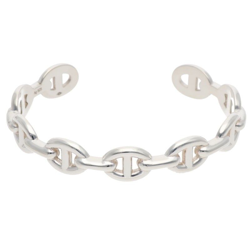 Hermes Chaine D'ancre Enchainee Silver Bangle Bracelet