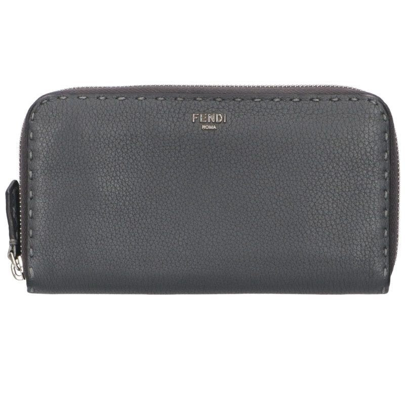 Fendi Selleria Round Zip Leather Wallet