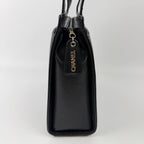 Chanel CC Logo Tote Shoulder Bag Caviar Leather Black Silver Vintage — view 7