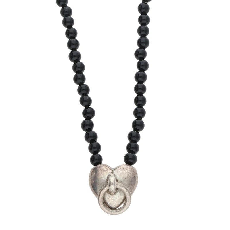 Tiffany & Co Heart Knock Onyx Silver Necklace