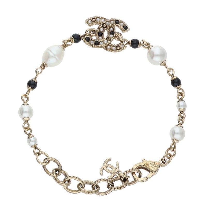 Chanel CC Logo Faux Pearl Bracelet — view 2