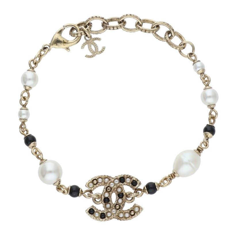Chanel CC Logo Faux Pearl Bracelet