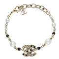 Chanel CC Logo Faux Pearl Bracelet