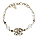 Chanel CC Logo Faux Pearl Bracelet