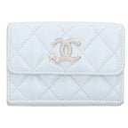 Chanel Quilted CC Logo Star Caviar Leather Trifold Wallet