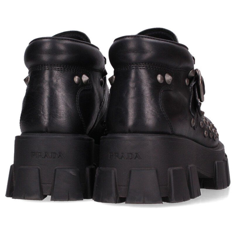 Prada Monolith Studded Leather Ankle Boots — view 2