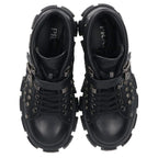 Prada Monolith Studded Leather Ankle Boots — view 4