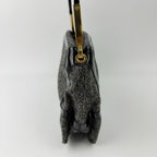 Bottega Veneta Intrecciato Style Stitch Shoulder Bag Tweed Patent Gray Black — view 5