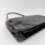 Bottega Veneta Intrecciato Style Stitch Shoulder Bag Tweed Patent Gray Black — view 8