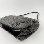 Bottega Veneta Intrecciato Style Stitch Shoulder Bag Tweed Patent Gray Black — view 9