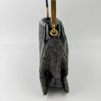 Bottega Veneta Intrecciato Style Stitch Shoulder Bag Tweed Patent Gray Black — view 6