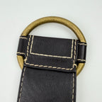 Celine Circle Buckle Spiral Pattern Leather Belt Brown Gold Vintage — view 3