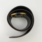 Celine Circle Buckle Spiral Pattern Leather Belt Brown Gold Vintage — view 9