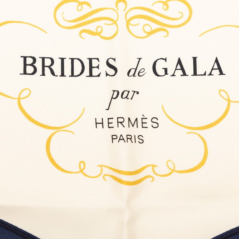 Hermes Carre 90 Brides de Gala Ceremonial Scarf Navy White Silk — view 3