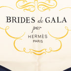 Hermes Carre 90 Brides de Gala Ceremonial Scarf Navy White Silk — view 3
