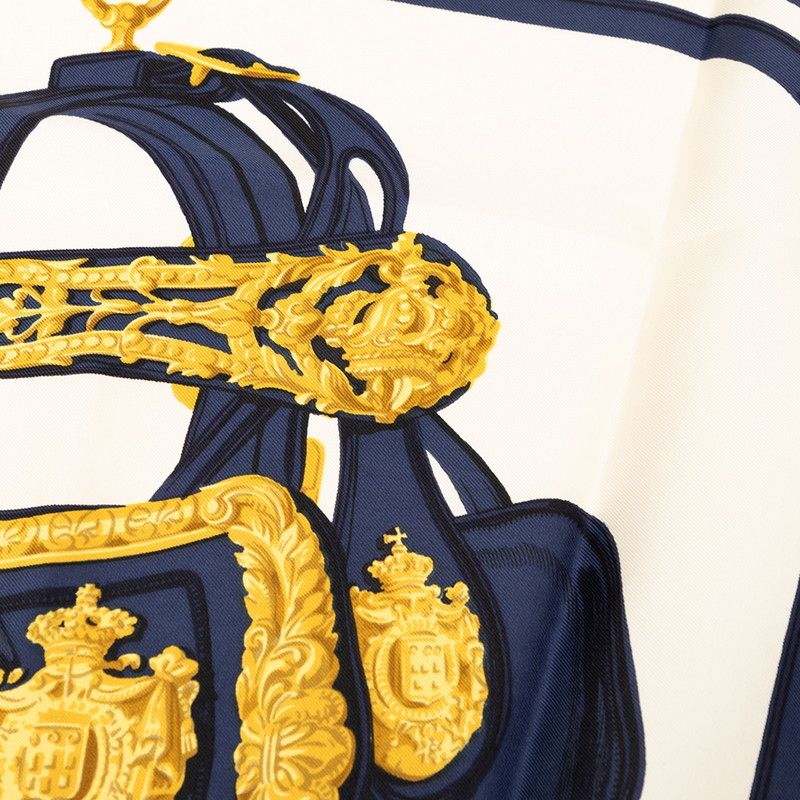 Hermes Carre 90 Brides de Gala Ceremonial Scarf Navy White Silk — view 4