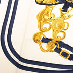 Hermes Carre 90 Brides de Gala Ceremonial Scarf Navy White Silk — view 5