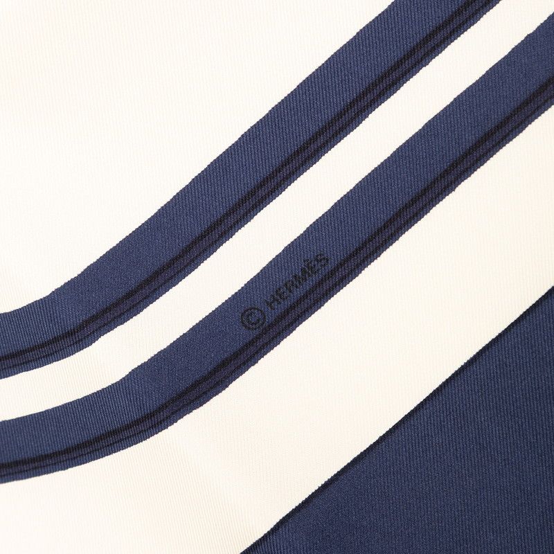Hermes Carre 90 Brides de Gala Ceremonial Scarf Navy White Silk — view 6