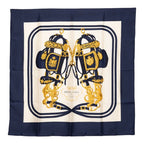 Hermes Carre 90 Brides de Gala Ceremonial Scarf Navy White Silk