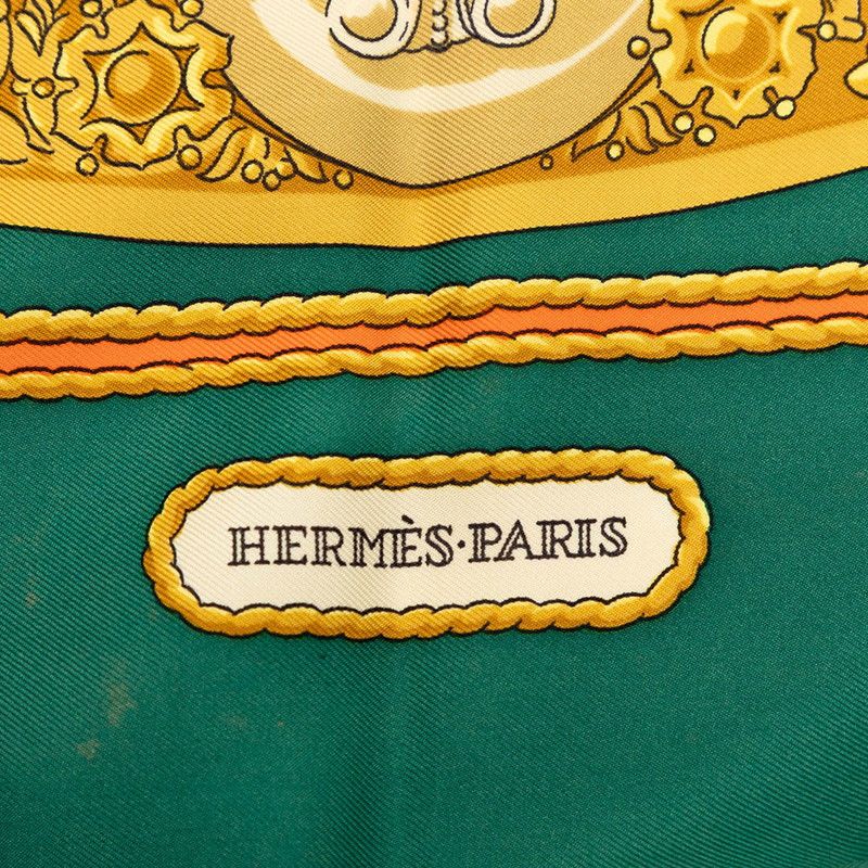 Hermes Carre 90 Hommage a Charles Garnier Loulou Scarf Green Multicolor Silk — view 3