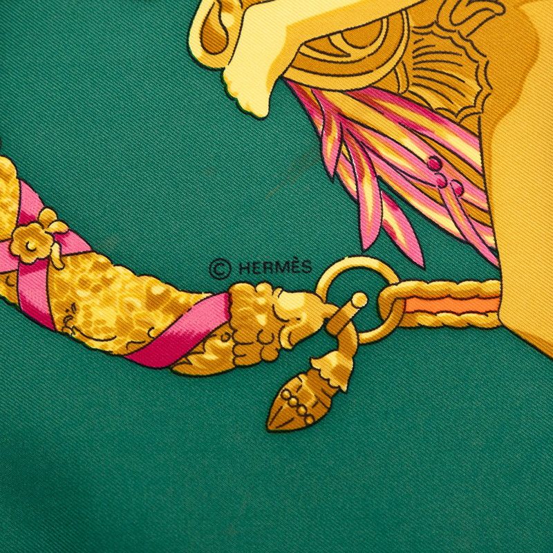 Hermes Carre 90 Hommage a Charles Garnier Loulou Scarf Green Multicolor Silk — view 8