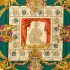 Hermes Carre 90 Hommage a Charles Garnier Loulou Scarf Green Multicolor Silk — view 2