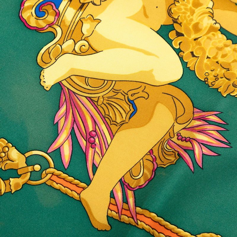 Hermes Carre 90 Hommage a Charles Garnier Loulou Scarf Green Multicolor Silk — view 5