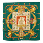 Hermes Carre 90 Hommage a Charles Garnier Loulou Scarf Green Multicolor Silk