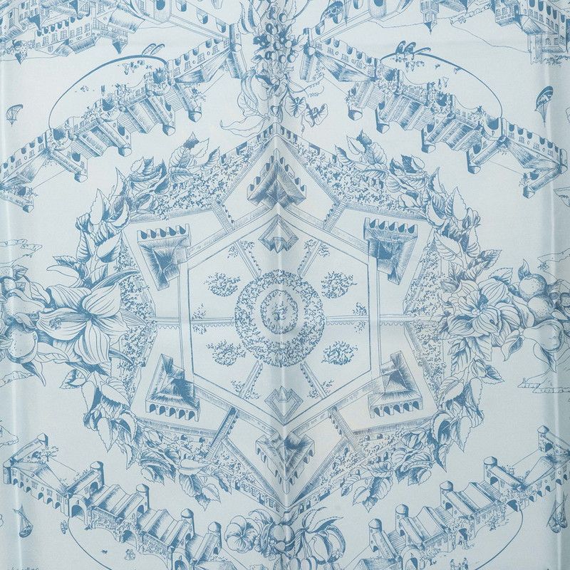 Hermes Carre 90 Au Pays de Cocagne Scarf Blue Silk — view 2