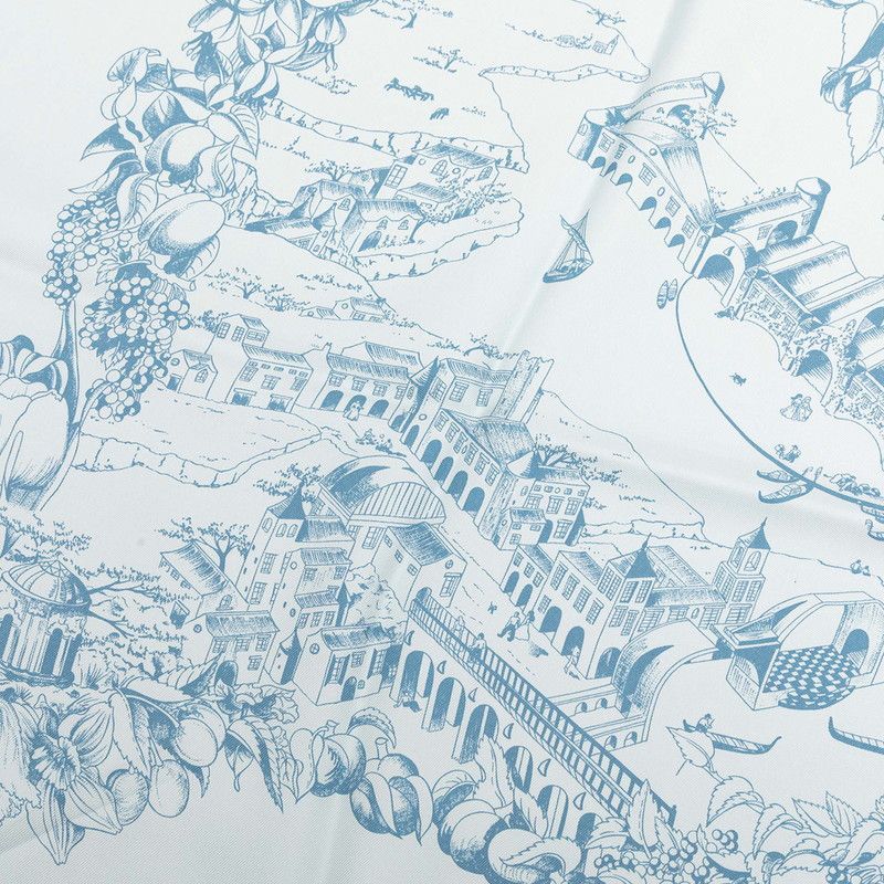 Hermes Carre 90 Au Pays de Cocagne Scarf Blue Silk — view 4
