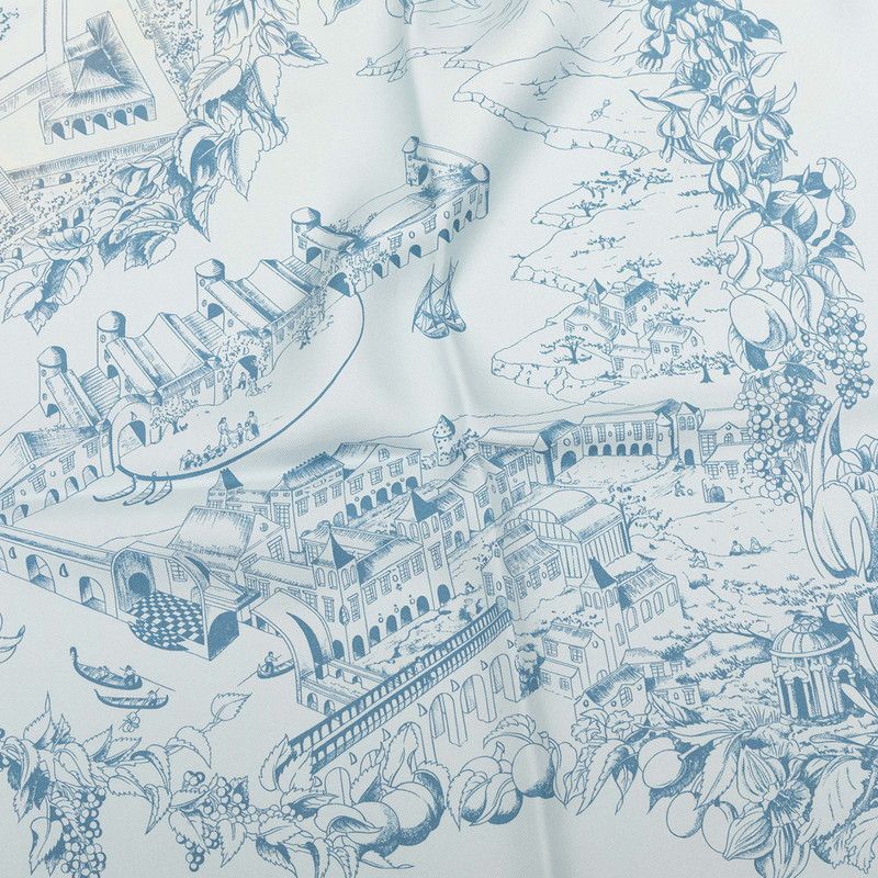 Hermes Carre 90 Au Pays de Cocagne Scarf Blue Silk — view 5