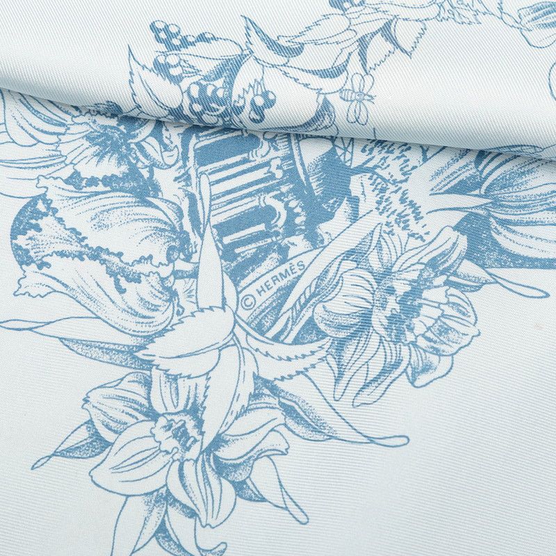 Hermes Carre 90 Au Pays de Cocagne Scarf Blue Silk — view 6