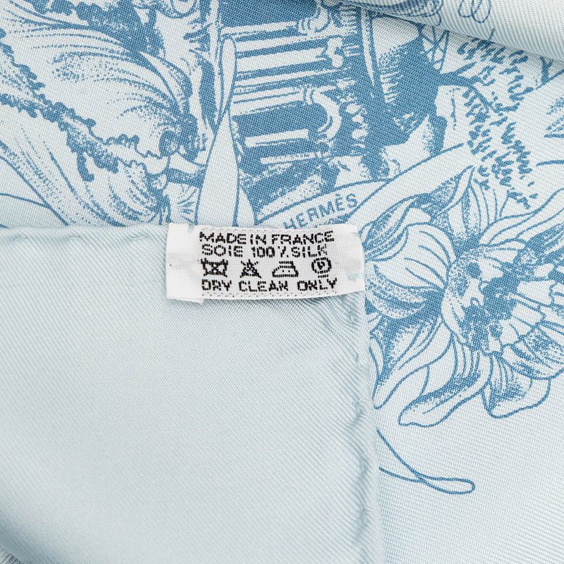 Hermes Carre 90 Au Pays de Cocagne Scarf Blue Silk — view 7