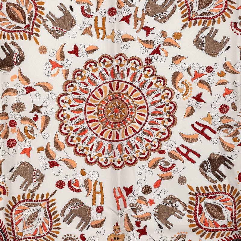 Hermes Carre 90 Kantha Scarf Oversized White Multicolor Silk — view 3
