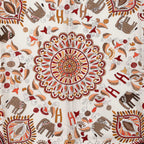 Hermes Carre 90 Kantha Scarf Oversized White Multicolor Silk — view 3