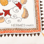 Hermes Carre 90 Kantha Scarf Oversized White Multicolor Silk — view 8