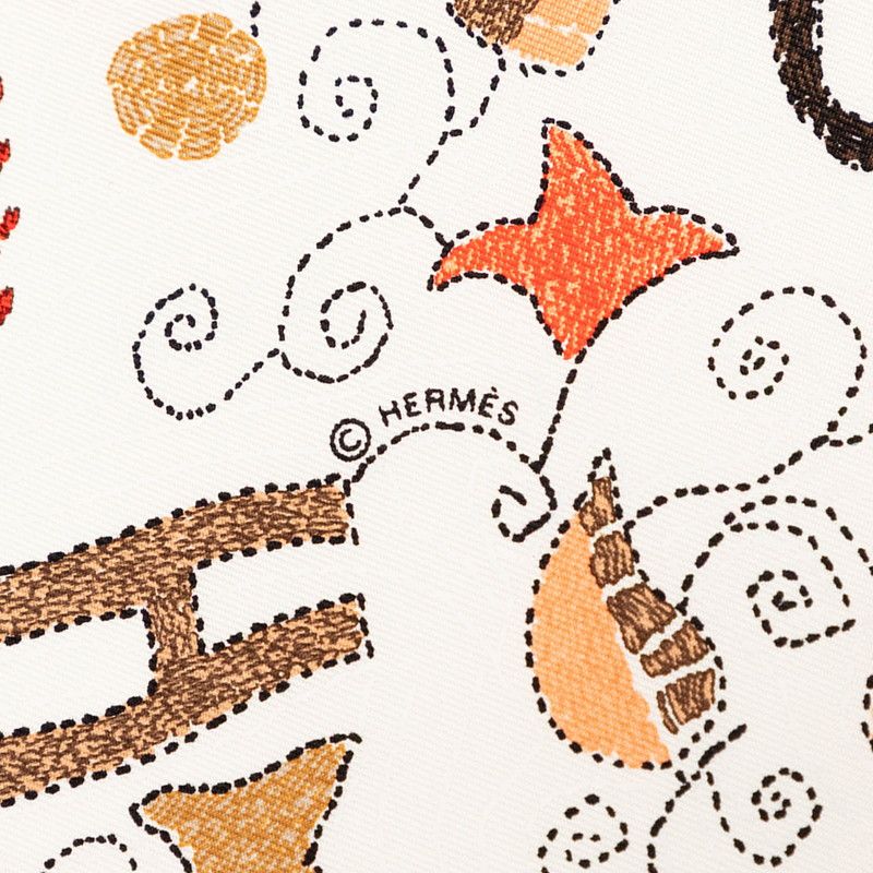 Hermes Carre 90 Kantha Scarf Oversized White Multicolor Silk — view 5
